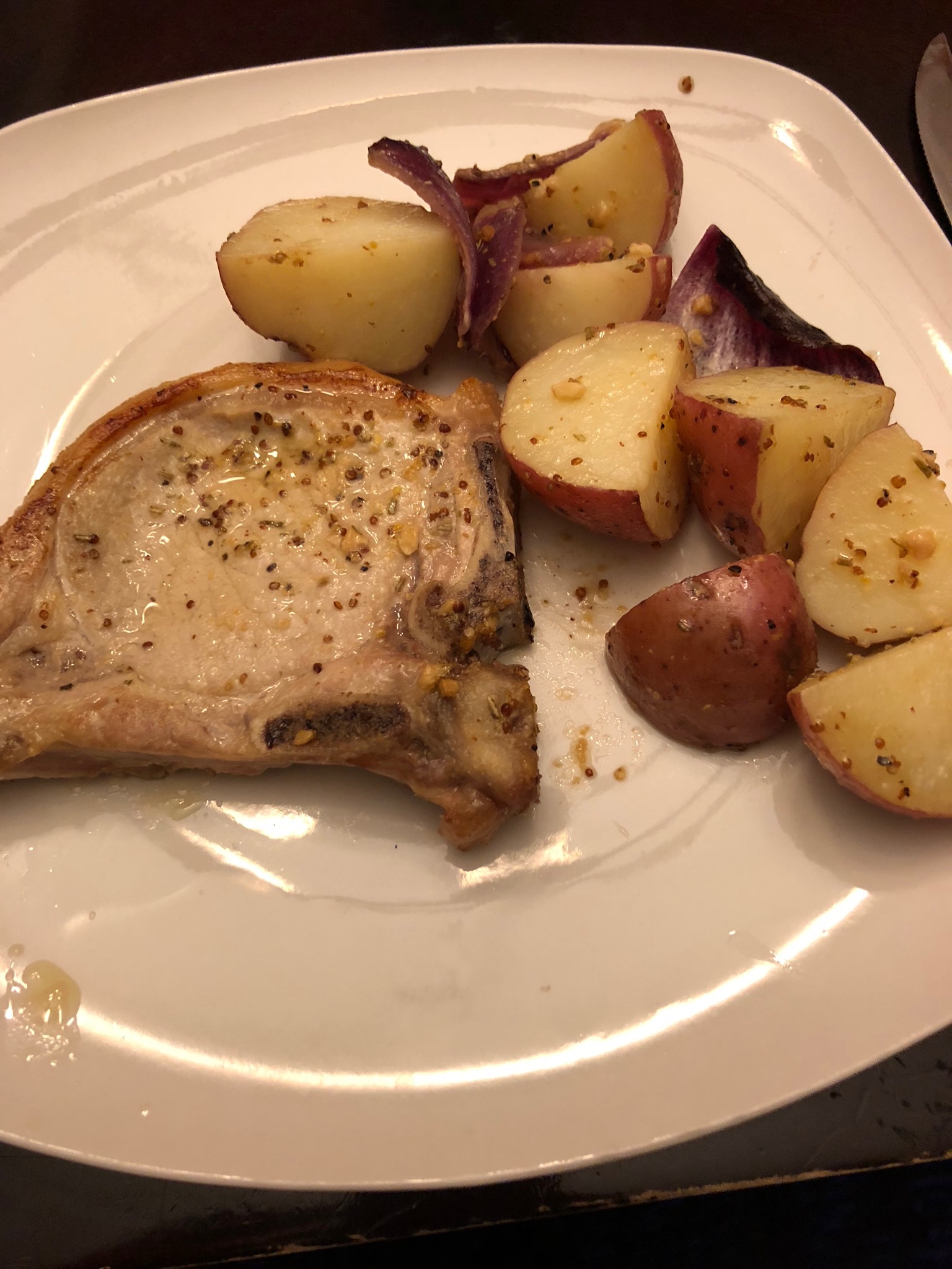 rosemary pork chop and potato